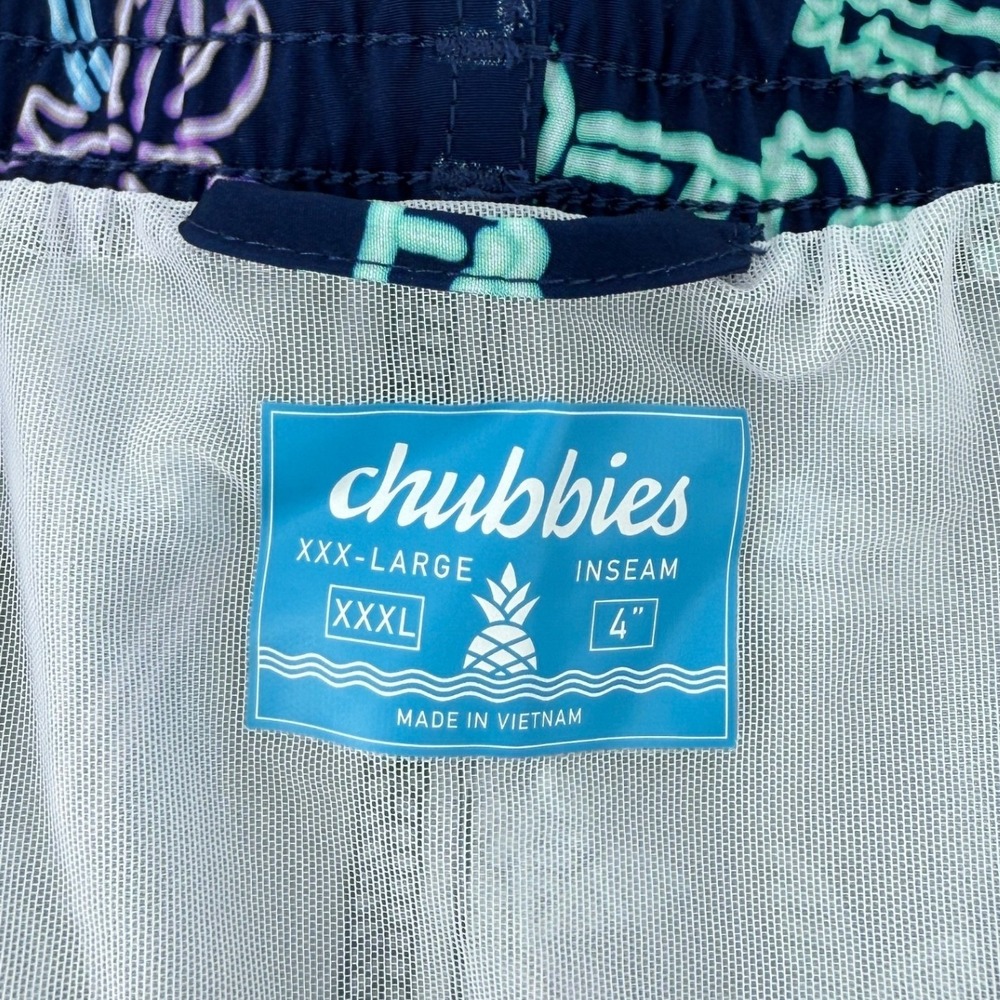 Chubbies Classic Swim Trunk 4" The Neon Glades Navy Men 3XL Alligator Brief Line - Picture 6 of 8